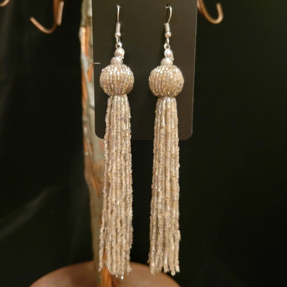 Jewelry - Silver Beaded Statement Earrings
